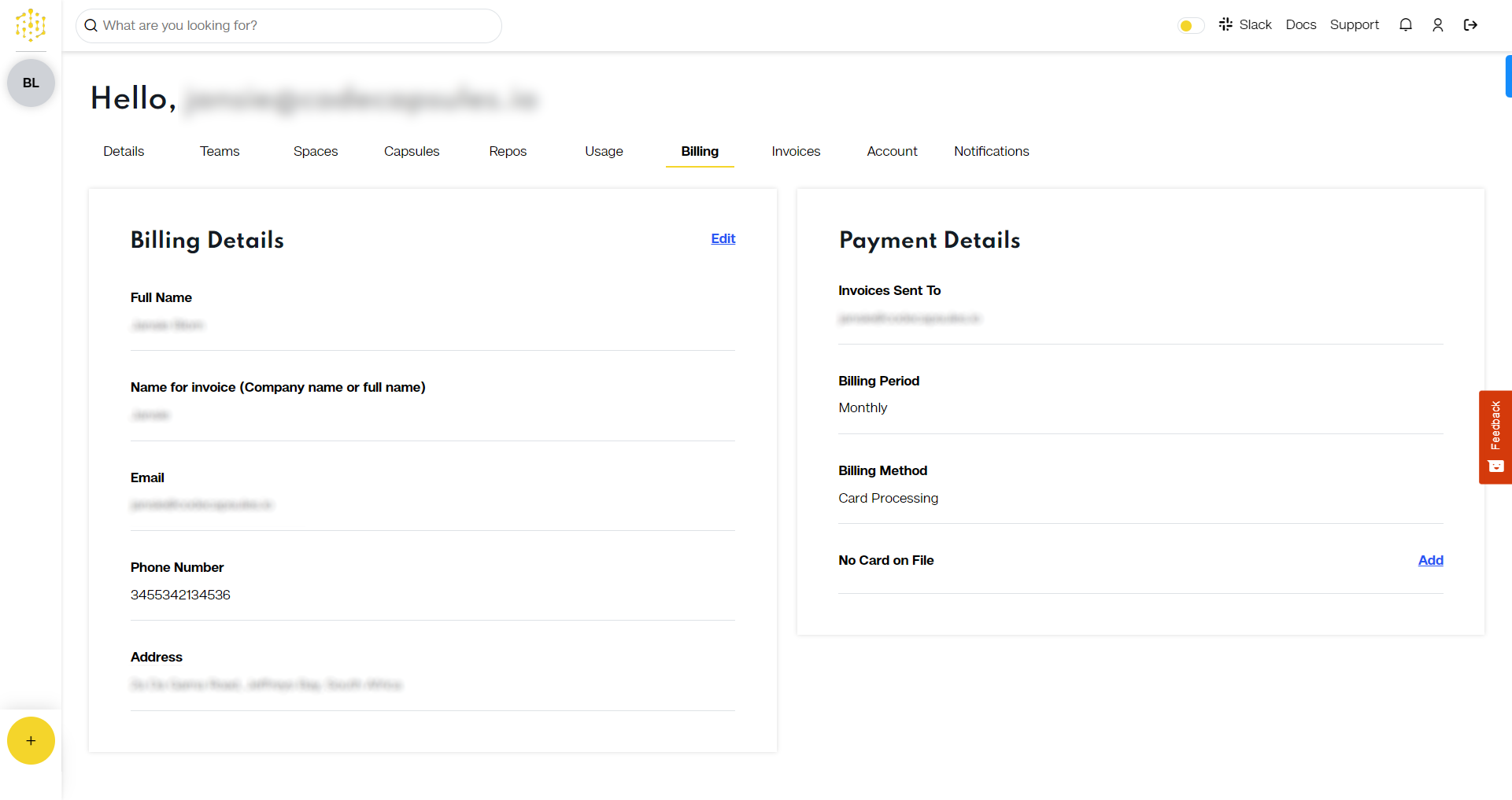 screenshot of Code Capsules